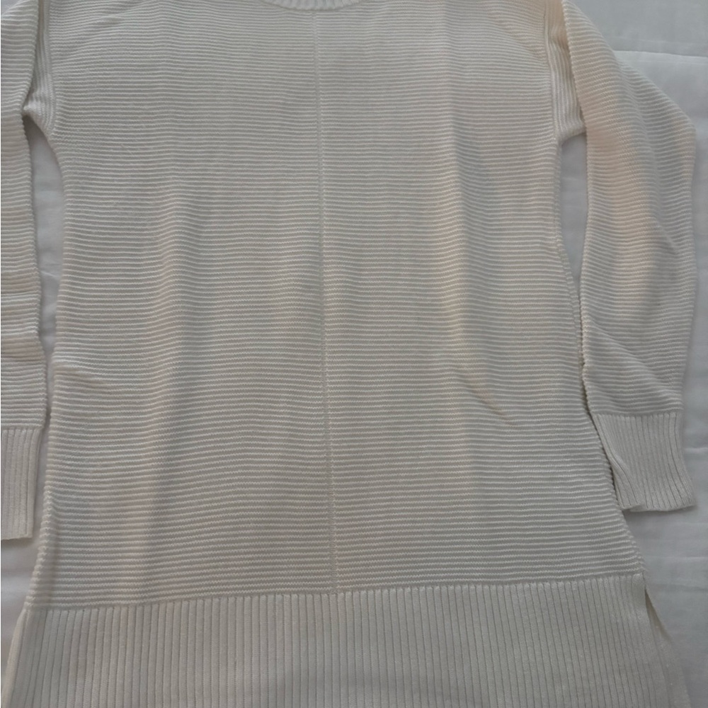 Talbots Ivory Ribbed tunic mock Turtleneck Sweater